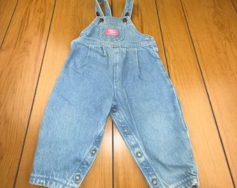 Vintage Baby Bgosh OshKosh Denim Overall 18 M Helle Waschung Made in USA Vestbak