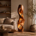 Rustic Wooden Floor Lamp, Hand Carved Sculptural Lamp, Modern Organic Wood Light, Luxury Ambient Standing Lamp, Artistic LED Floor Decor product logo