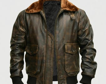 Vintage 60s US Navy G-1 Goatskin Leather Flight Jacket - Size 40