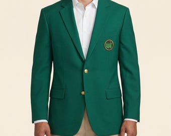 Chaqueta Masters verde de golf, chaqueta deportiva de algodón hecha a mano para hombre, chaqueta Masters de dos botones con botones dorados, chaqueta Champion de estilo clásico