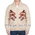 Hand Knit Wolf Cardigan Zip Sweater, Wool Blend Shawl Collar Hail Project Cardigan, Canadian Sweater Rustic Style, Winter Men Knitwear product logo