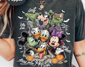Camiseta de calabaza de Halloween de Disney, camiseta de Mickey y sus amigos para pedir dulces, camiseta vintage de Mickey Mouse para la temporada de Halloween, conjunto familiar a juego para las vacaciones de 2026.