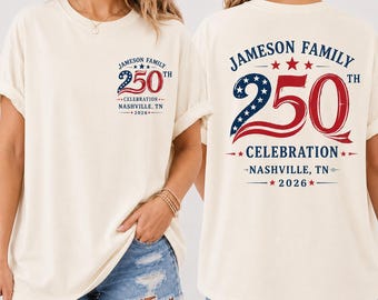 Camisetas familiares personalizadas USA 250, camisetas patrióticas a juego para el 4 de julio, regalo para la reunión familiar de 2026