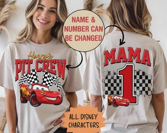 Camisetas familiares a juego de cumpleaños de Lightning McQueen, camiseta familiar de Cars, camiseta de equipo de boxes, cumpleaños de Fast One, camiseta de cumpleaños para niño