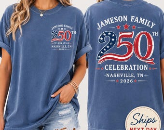 Camisetas familiares personalizadas USA 250, camisetas patrióticas a juego para el 4 de julio, regalo para la reunión familiar de 2026