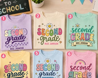 Comfort Colors Custom Second Grade Teacher Shirt, 2nd Grade Teacher Team Shirts, Personalized Second Grade Shirt, Gift For New Teacher