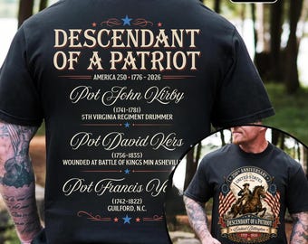Comfort Colors® Descendant of a Patriot Shirt, Revolutionary War Heritage Tee, Vintage American Revolution Gift