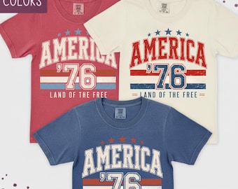 Chemise Comfort Colors® America 250e anniversaire, t-shirt aigle patriotique, chemise 4 juillet effet vieilli, chemises familiales 4 juillet assorties