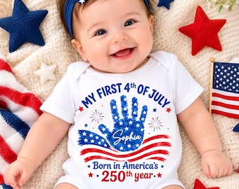 Mi primer body del 4 de julio, body personalizado para bebé del 250 cumpleaños de EE. UU., conjunto para el 250 aniversario de nacimiento en Estados Unidos, regalo patriótico para bebé