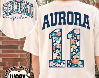 CUSTOM Grade Team Shirt, Floral 2nd Grade Teacher Shirt, Back to School T-Shirt, Third Grade Squad Flower Tee, Personalized Grade Level