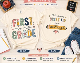 Comfort Colors® Customized Teacher Team Shirt, Teacher Name T-Shirt, Back to School Gift, Matching School Tee First Day Of School T-Shirt