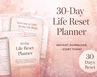 30-Day Life Reset Planner | Self Care, Mental Health Journal (Digital Download)