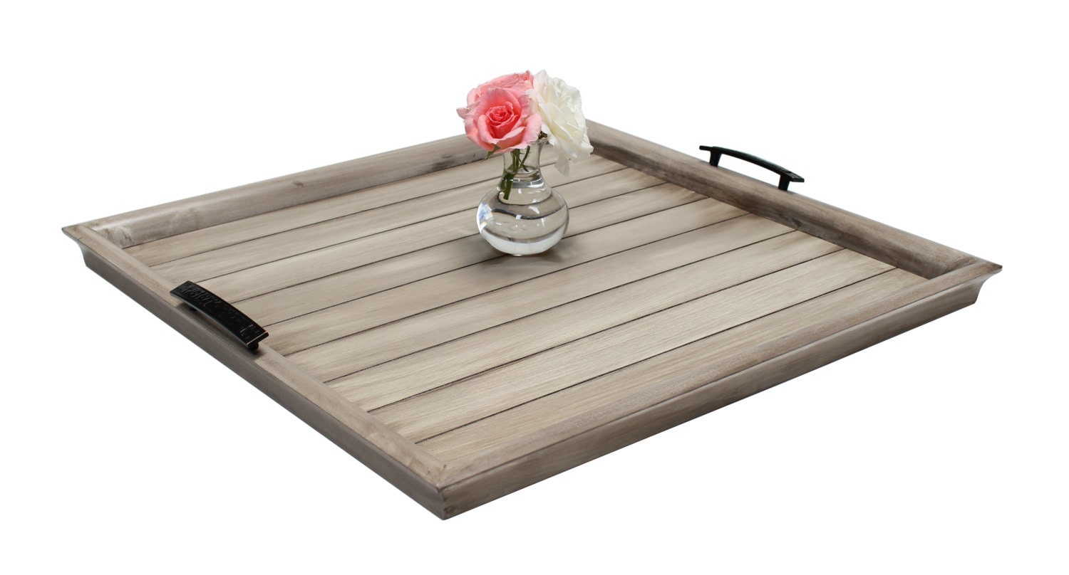 24 x 24 Ottoman tray / serving tray w/ handles Etsy