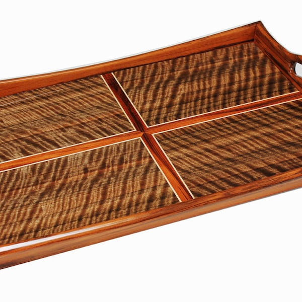 Ottoman tray made from yaka wood and curly Australian Walnut