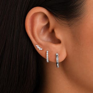 Mixed Gold Silver Hoop Earrings Set, Dainty Cartilage Huggie Hoops, Minimalist Stackable Piercing Jewelry