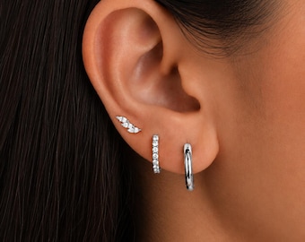 Zestaw mieszanych kolczyków-kółek ze złota i srebra, delikatne kolczyki-kółka na chrząstkę, minimalistyczna biżuteria do piercingu do łączenia ze sobą