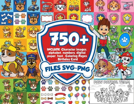Cute Rescue Puppy Clipart Bundle | Kids Party PNG SVG EPS Jpg Pdf | Cartoon Pup Badge Sticker Pack | Birthday Digital Graphics