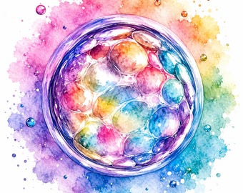 Vibrant Embryo Watercolor Prints | Set of 4 Digital Downloads | IVF & Fertility Artwork
