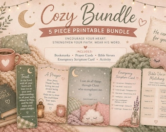 Cozy Christian Prayer & Scripture Printable Bundle (5 Pieces)