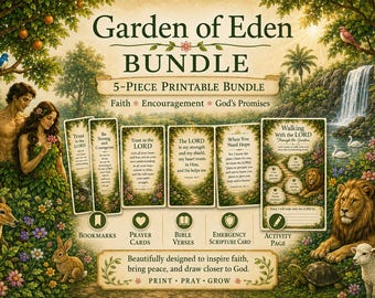 Garden of Eden Christian Kids Activity Bundle | Scripture Cards, Prayer Cards (Digital Download)