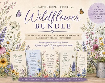 Wildflower Faith Bundle: Scripture, Prayer Cards, Bookmarks, Activity (Digital Download)