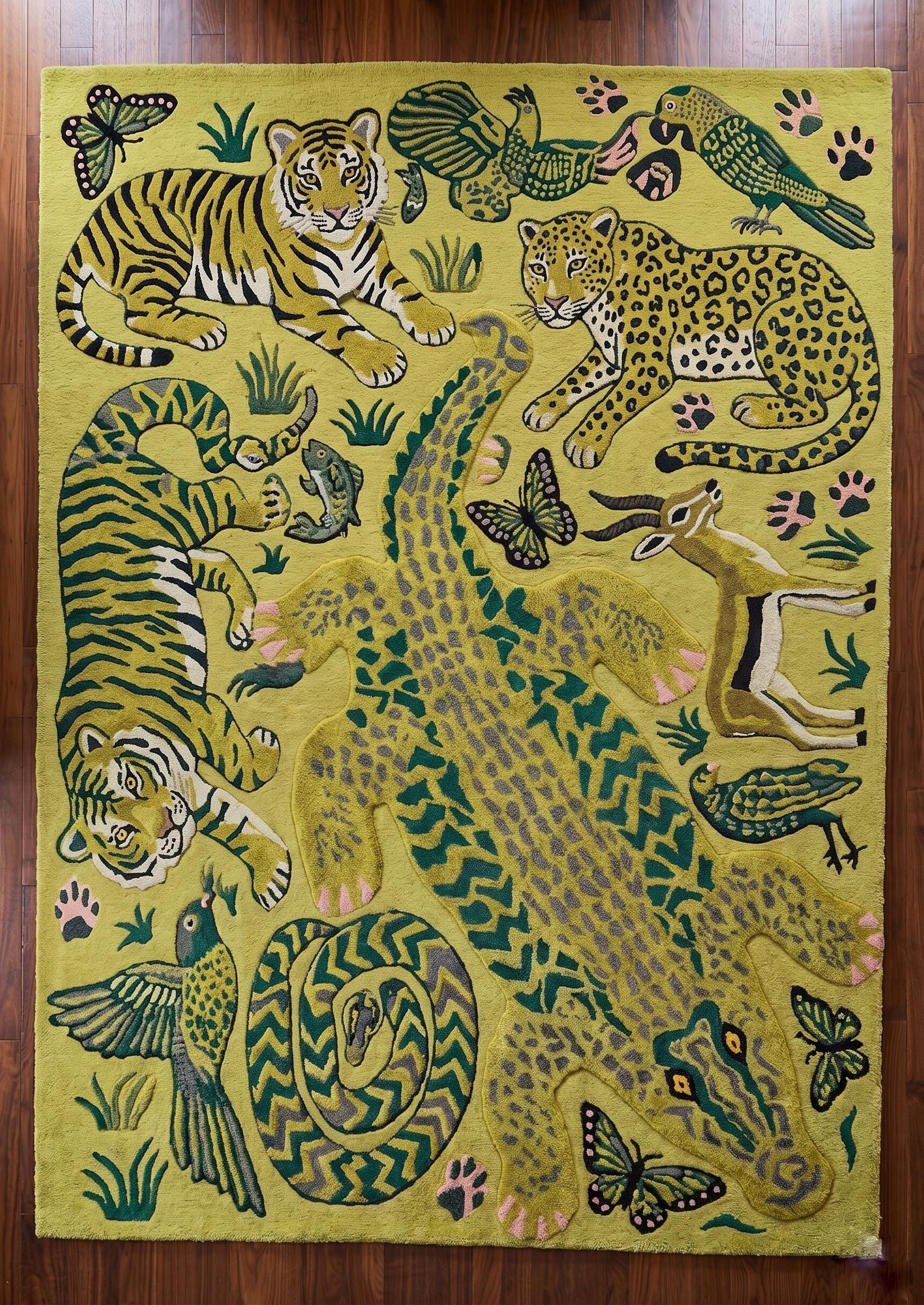 Wild Forever Rug Hand Tufted Safari Animal Rug, Jungle Wildlife, Maximalist Kids Room ...