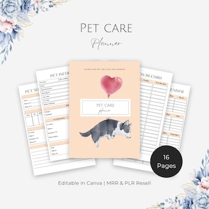 Agenda stampabile per la cura di cani e gatti / Monitoraggio di salute, cartelle cliniche veterinarie, alimentazione e farmaci