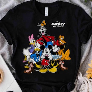 Mickey and Friends Group Cartoon Characters Png, Classic Friends Png, Cute Mickey Minnie Group Clipart, Goofy Pluto Donald Vector Digital