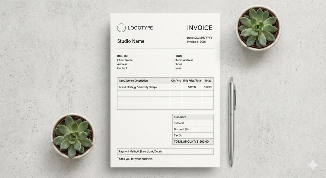 Editable Canva Invoice Template | Small Business Billing Form (digital ...