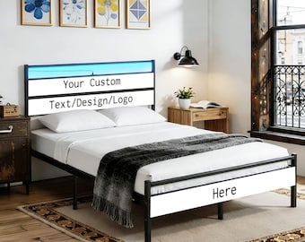 Kundenspezifischer Plattform-Bettrahmen mit USB-Anschlüssen, LED-Beleuchtung, Aufbewahrung - Moderne Schlafzimmermöbel