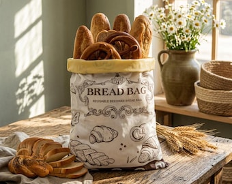 Reusable Beeswax Bread Bag Large Capacity 17"x12", Cotton Storage for Homemade Sourdough – Eco-Friendly Food-Grade