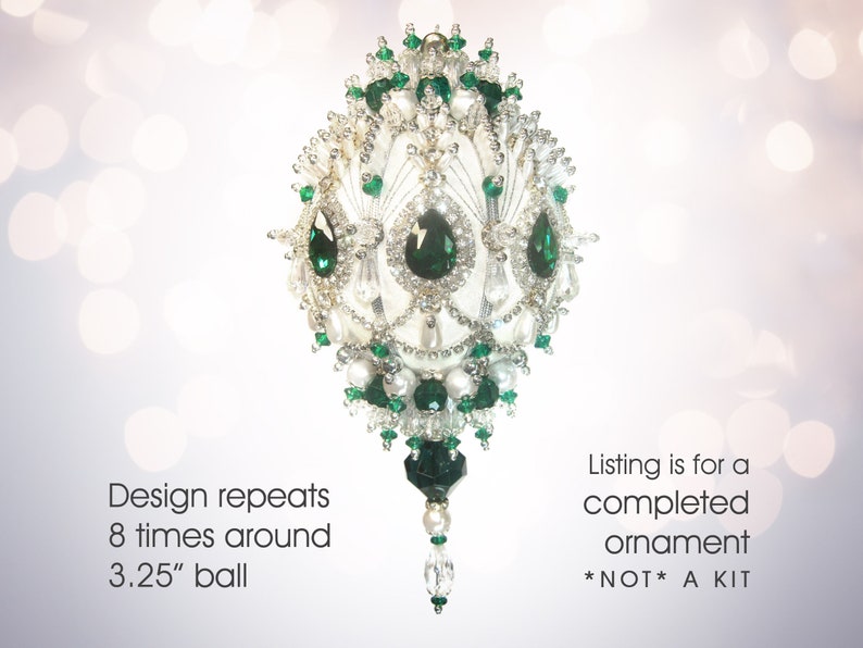 Sparkly Christmas Ornament, Emerald Green and Crystal Rhinestones