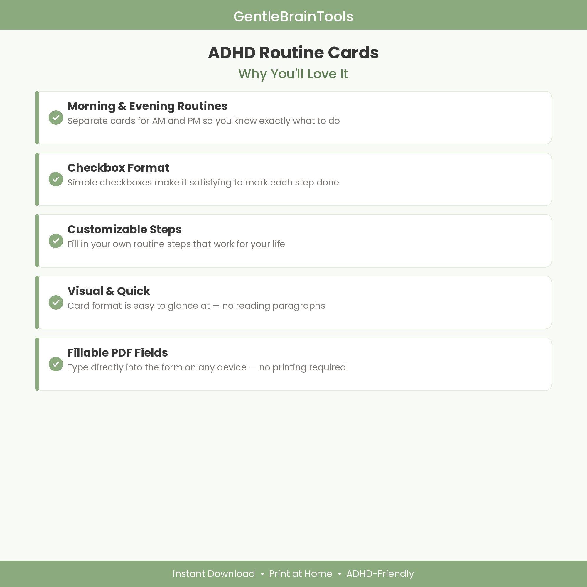 ADHD Routine Cards Fillable (editable) PDF, Morning Evening Routine ...