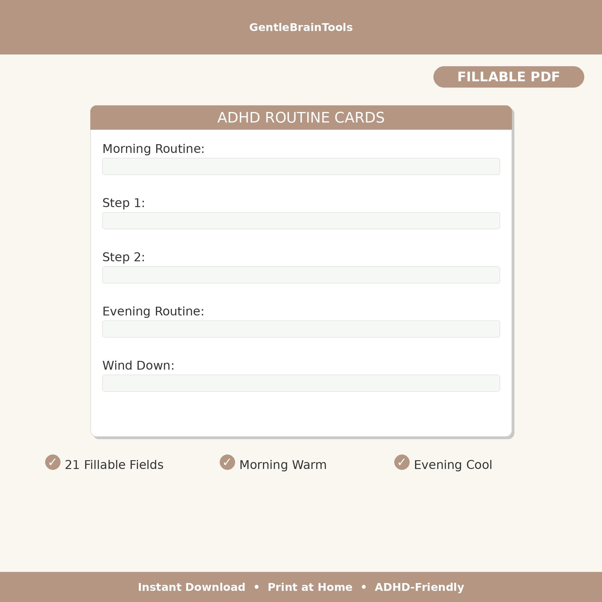ADHD Routine Cards Fillable (editable) PDF, Morning Evening Routine ...