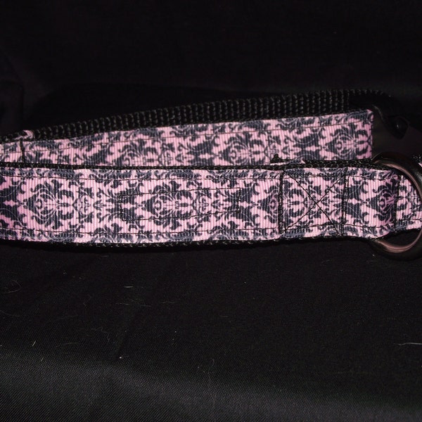 Pink Damask  adjustable collar or martingale