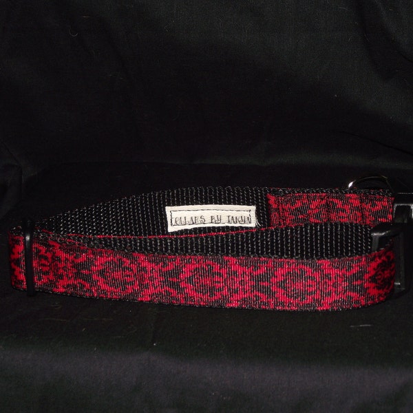 Red Damask adjustable collar or martingale