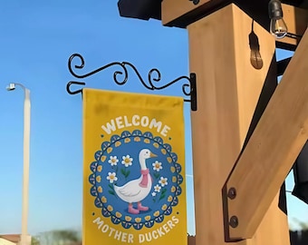 Welcome Mother Duckers Garden Flag, Funny Duck Yard Decor, Farmhouse Spring Banner