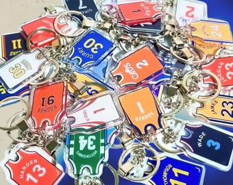 Custom Basketball Jersey Keychain, Personalized Name & Number Keyring, Fan Gift, Custom Sports Jersey Key Chain, Team Player Gift
