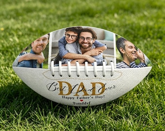Personalized "Best Dad Ever" Photo Collage Football, Custom Father's Day Football Gift with Photos & Name, Keepsake Gift for Dad