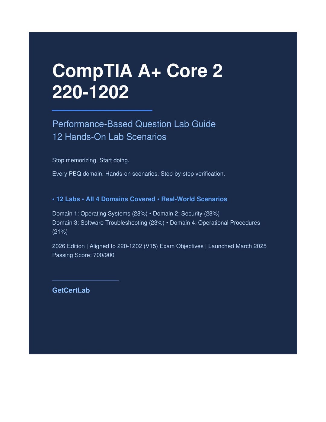 Comptia A+ Core 2 220-1202 Lab Guide | Hands-on PBQ Practice | Instant ...