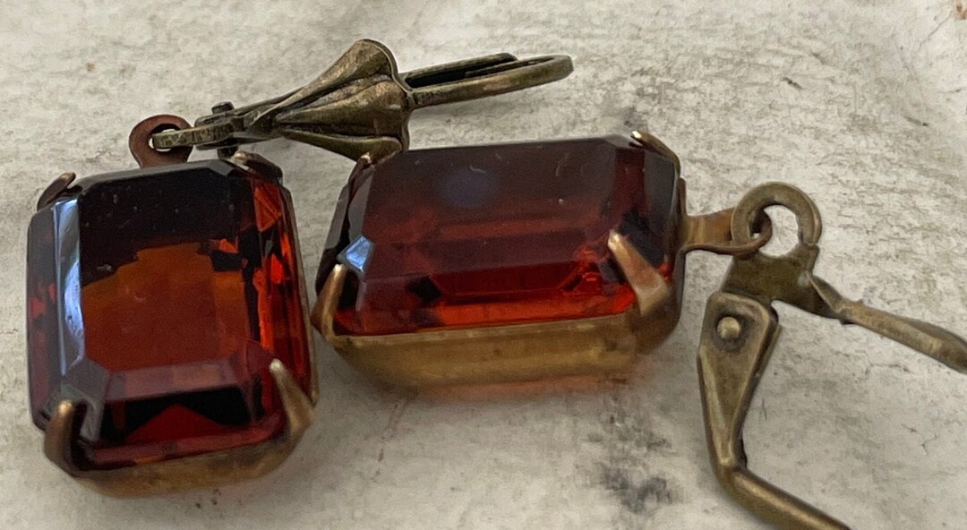 Madeira Topaz Earrings Vintage Madeira Topaz Translucent Earrings Fireside Earrings Sultry ...