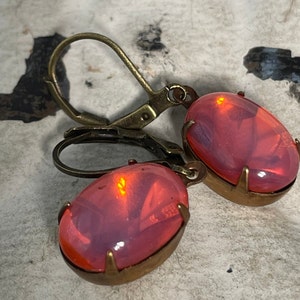 Shocking Pink Earrings Vintage Sabrina Dangle Earrings Pink Orange Color Combination Summer Romance Earrings Gift For Her Mom Girlfriend
