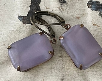 Lavender Earrings Purple Drop Earrings Vintage Amethyst Opaque Earrings "Vogcostone"  Earrings Art Deco Earrings Gift For Her