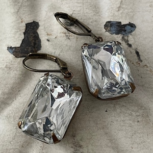 Crystal Earrings Vintage Crystal Dangle Earrings Crystal Clear Earrings Crystal Drop Earrings Art Deco April Birthstone Gift For Her