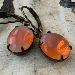 Creamsicle Dangle Earrings Vintage Sabrina Orange Muted Glass Oval Earrings Creamsicle Drop Earrings Orange Milky Earrings Gift For Her