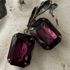 Amethyst Earrings February Birthstone Earrings Purple Plum Earrings Vintage Amethyst Earrings Art Deco Gift Mode Gift For Her