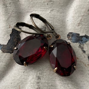 Garnet Earrings Vintage Garnet Earrings Vintage Translucent Garnet Oval Earrings January Birthstone Earrings Red Earrings Gift For Her