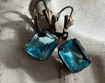 Boucles d'oreilles aigue-marine Boucles d'oreilles pendantes aqua strass Boucles d'oreilles bleu océan Boucles d'oreilles vintage translucides aigue-marine Boucles d'oreilles pierre de naissance de mars