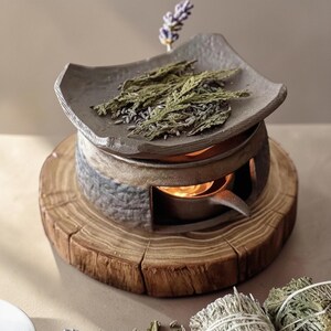 Handgjord keramisk aromdiffusor - eterisk olja och tebladsinfuser, mysig heminredningspresent för avkoppling