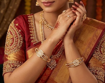 INDEED Set of 2 Gold-Plated Stylish Traditional Bangles/Bracelete for Womens & Girls 1030